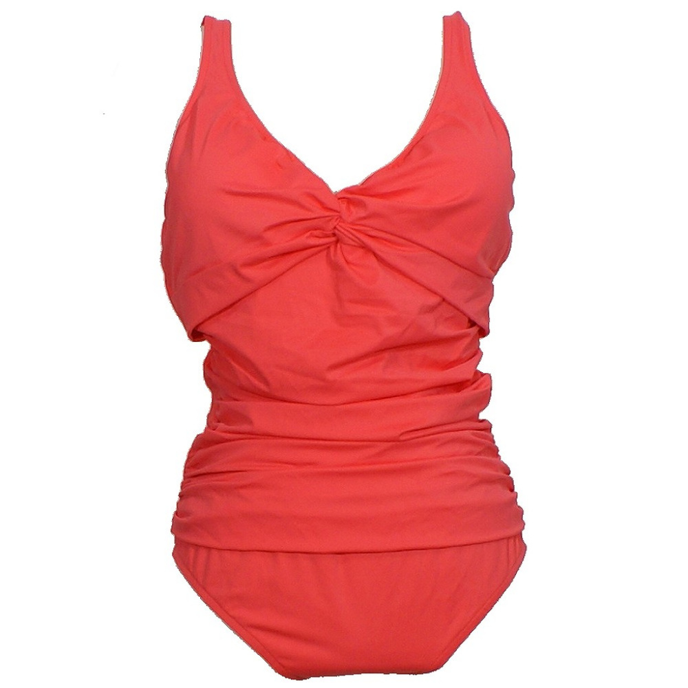 Pink Twist Front Ruched Tummy Control Swimsuit 20